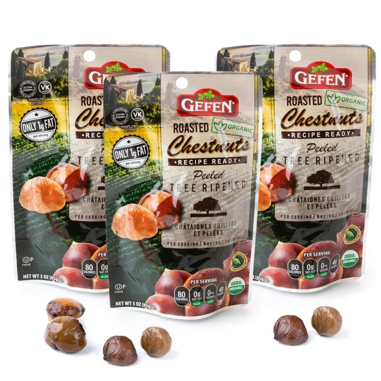 Gefen Organic Whole Roasted Peeled Chestnuts