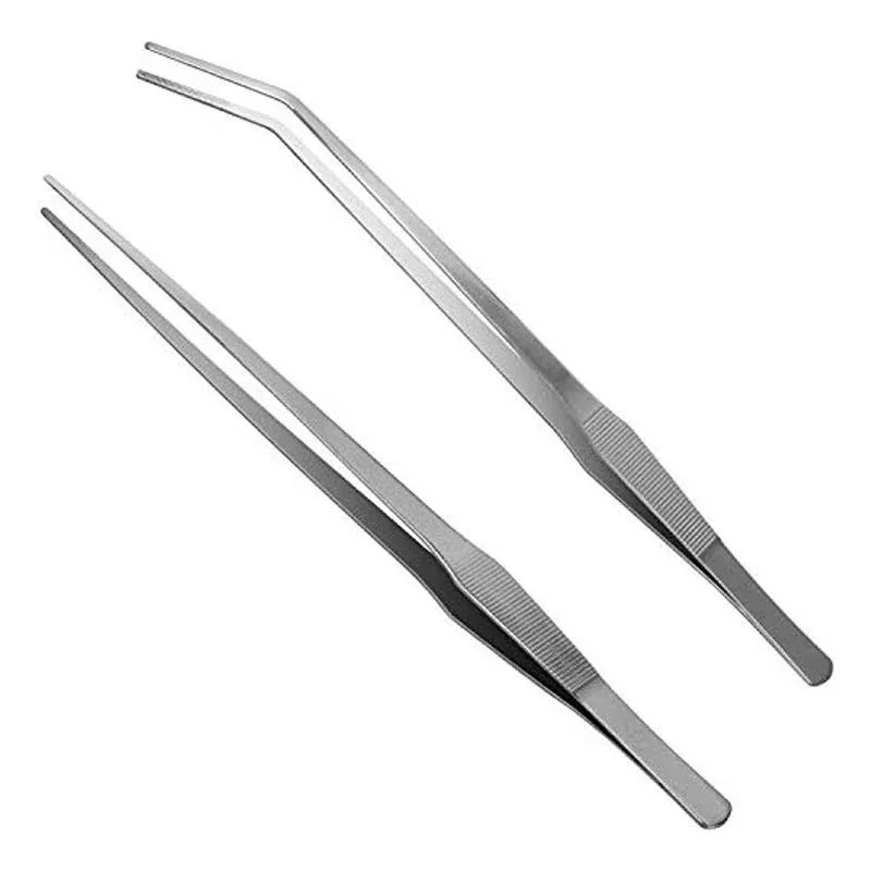 Aquarium Tweezers Extra Long 15 inches, Stainless Steel Straight and Curved