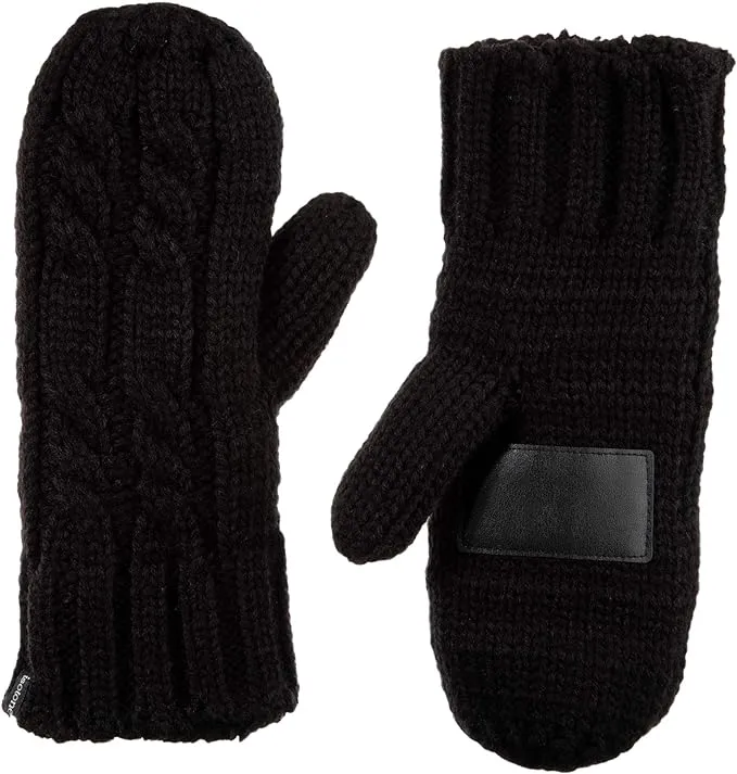 NEW Women&#039;s Isotoner Signature Casual Knit Mittens Gloves Black