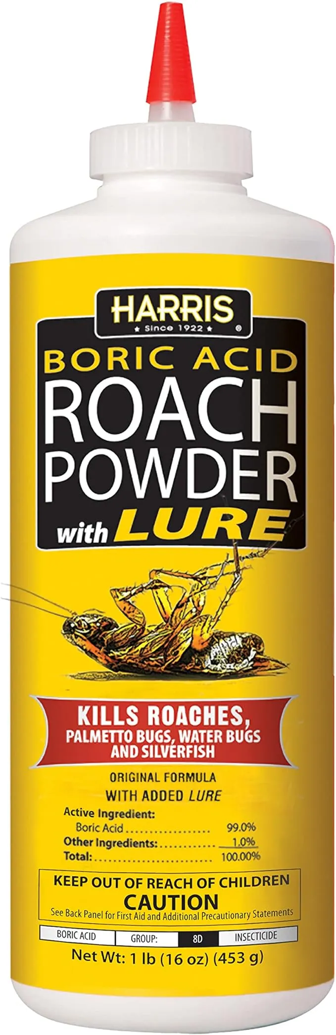 Harris Boric Acid Roach Powder with Lure 16 oz