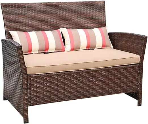 SUNSITT Outdoor Wicker Loveseat with Cushions