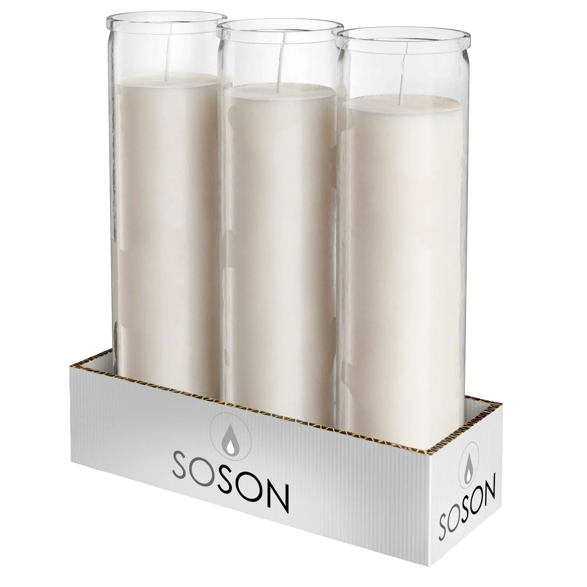 Ivory Candles Citronella Scented Candles in Glass Set of 3 | 2&#034;x8&#034; Pillars | ...