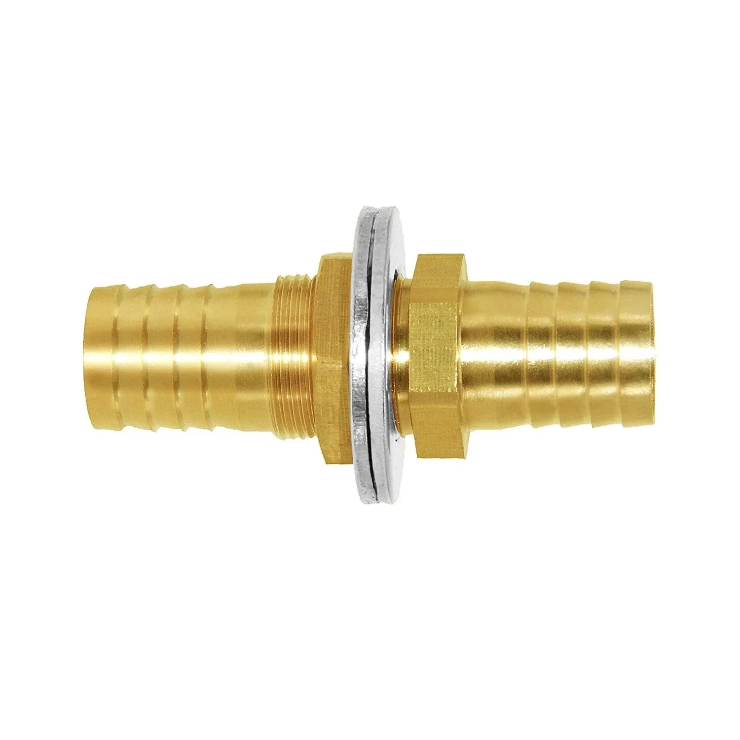 Joywayus 12 ID Hose Barb Thru-Bulk Head Hex Union Brass Fitting with Flat Washer ...