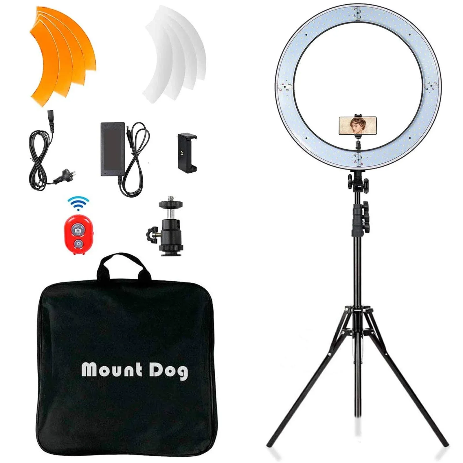 Mountdog 18" Ring Light Kit 55W Bluetooth LED Ringlight Lighting with Tripod ...