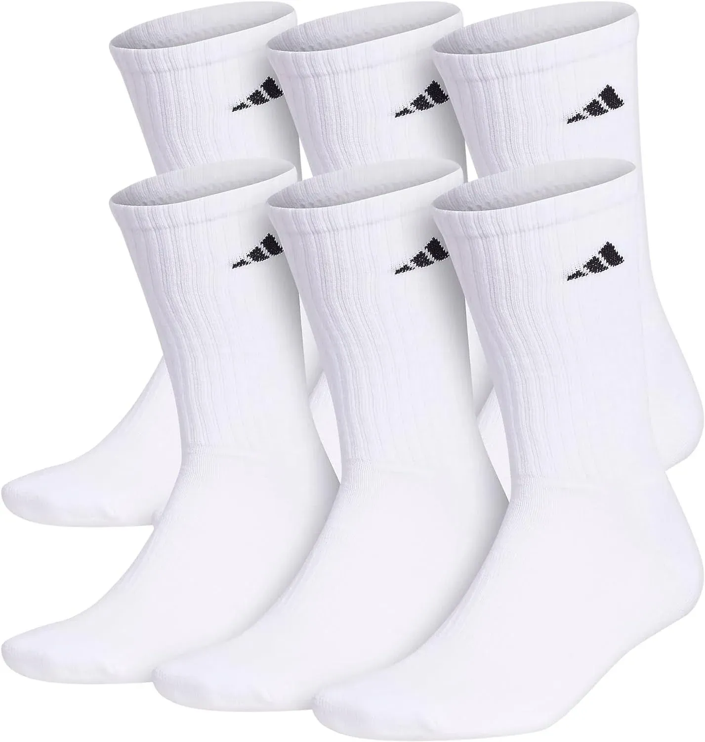 adidas Men's Athletic Cushioned Crew Socks with Arch Compression for a Secure Fit (6-Pair)