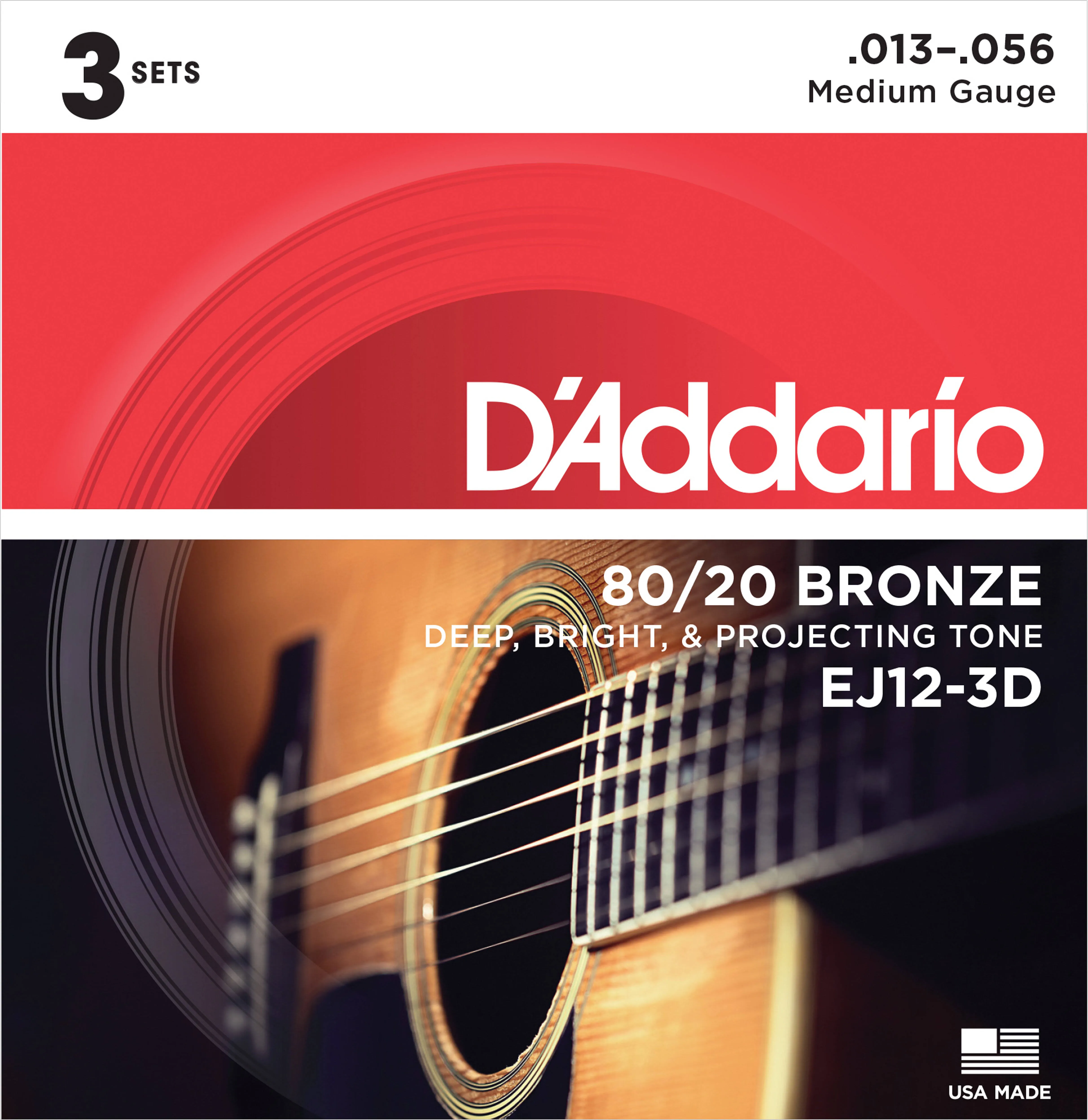 D&#039;Addario EJ12 80/20 Bronze Medium Acoustic Guitar Strings