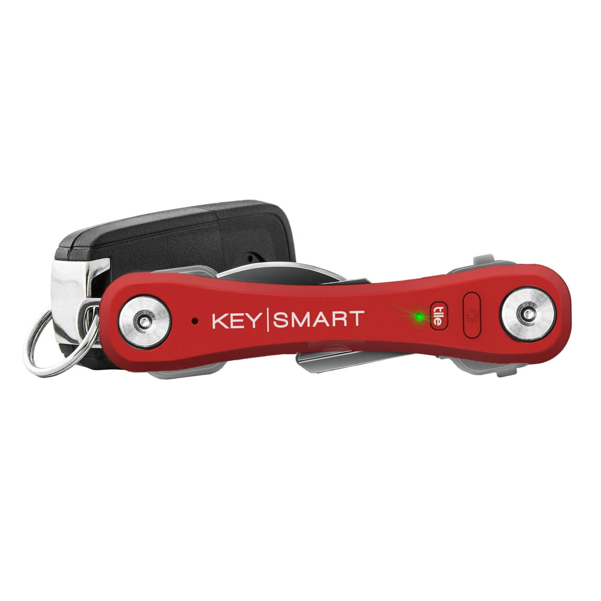 KeySmart Pro - Compact Smart Trackable Key Holder w LED Flashlight & Tile Bluetooth Key Finder Technology, EDC Key Organizer, Attach Car Key Fob, Other Mini Tools (up to 10 Keys, Black)