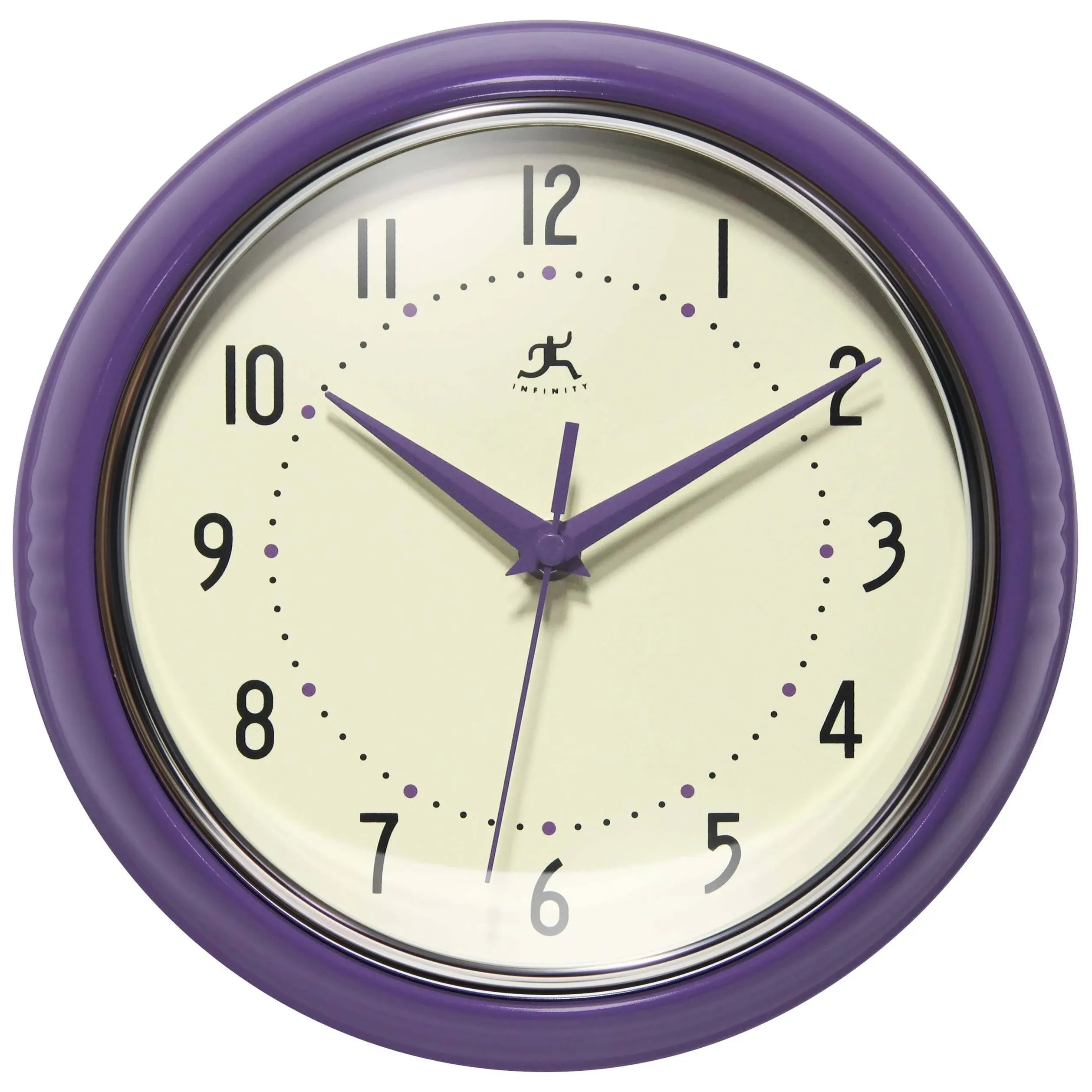 Infinity Instruments Round Retro Wall Clock, Aluminum, 9.5 (10940-AURA) | Quill