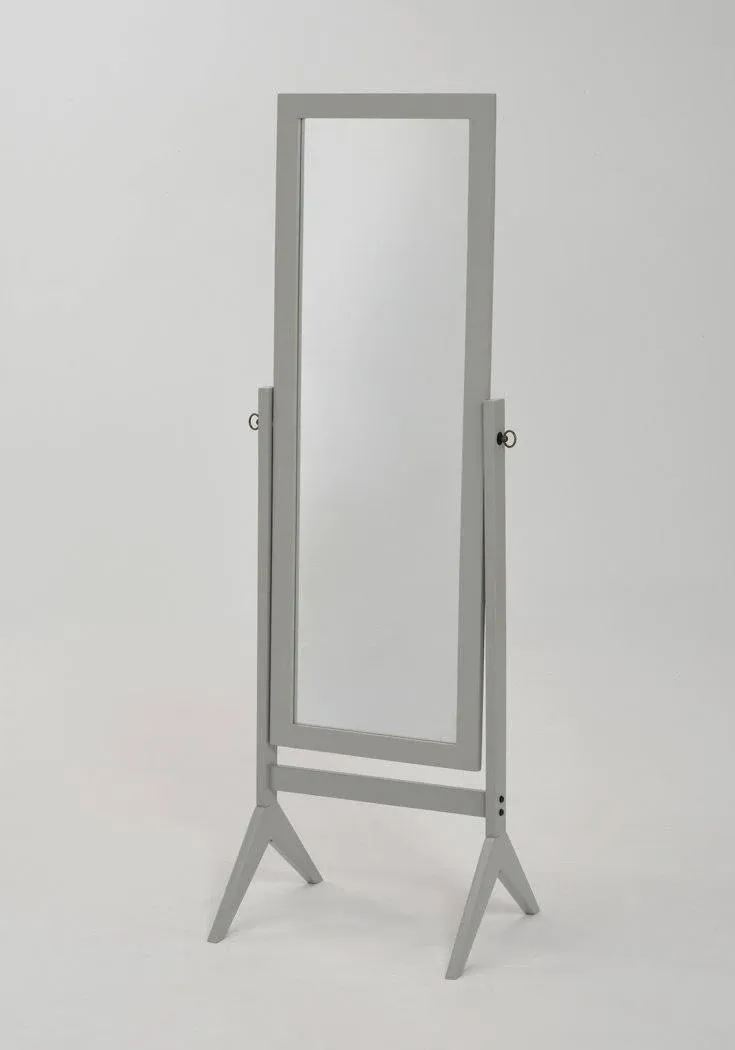 Grey Finish Wooden Cheval Bedroom Floor Mirror