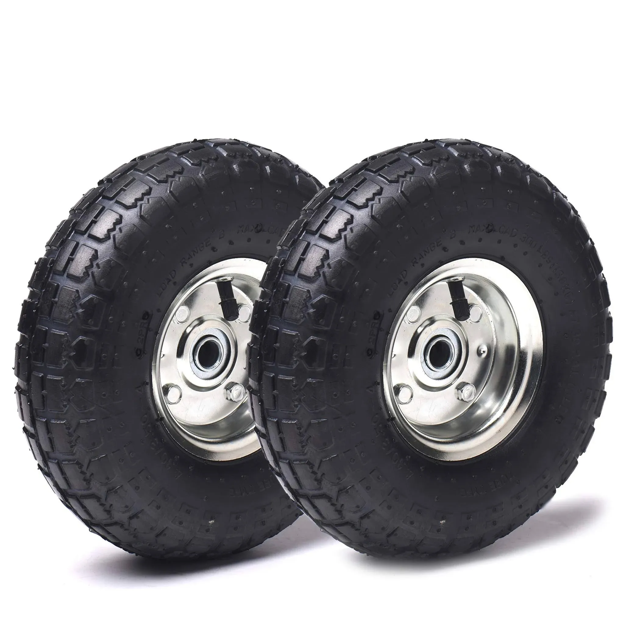 (2 Pack) AR-PRO 10" Heavy-Duty Replacement Tire and Wheel - 4.10/3.50-4" with 10 ...