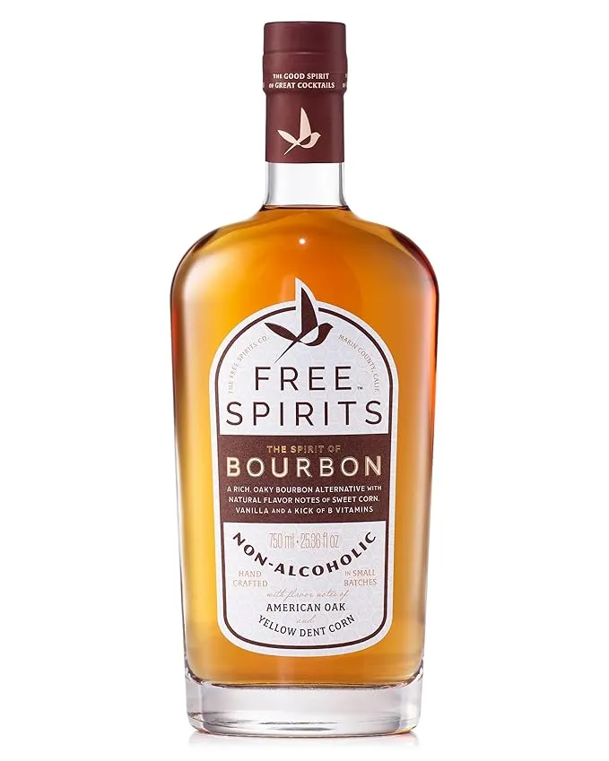 Free Spirits Non-Alcoholic Bourbon Spirit - Award Winning Whiskey Alternative - Low Calorie, Vegan, Gluten-Free with B-Vitamins - Natural Ingredients for Delicious Cocktails - 750 ml Bottle