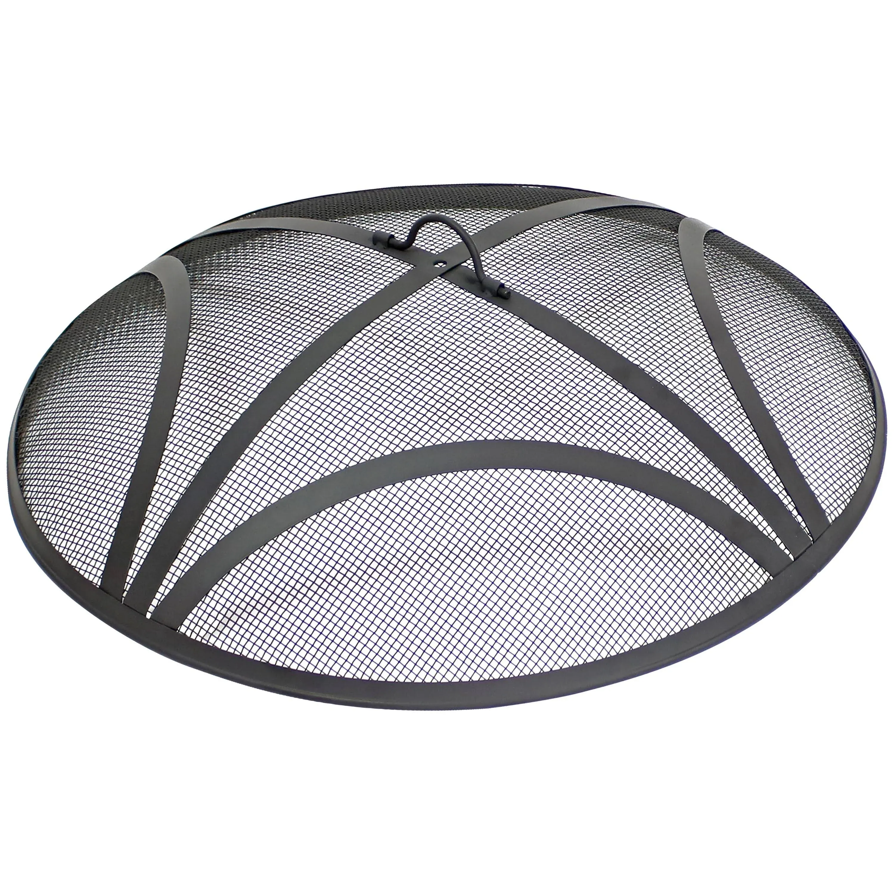 Sunnydaze Reinforced Steel Mesh Fire Pit Spark Screen - Round 24 in, Black 