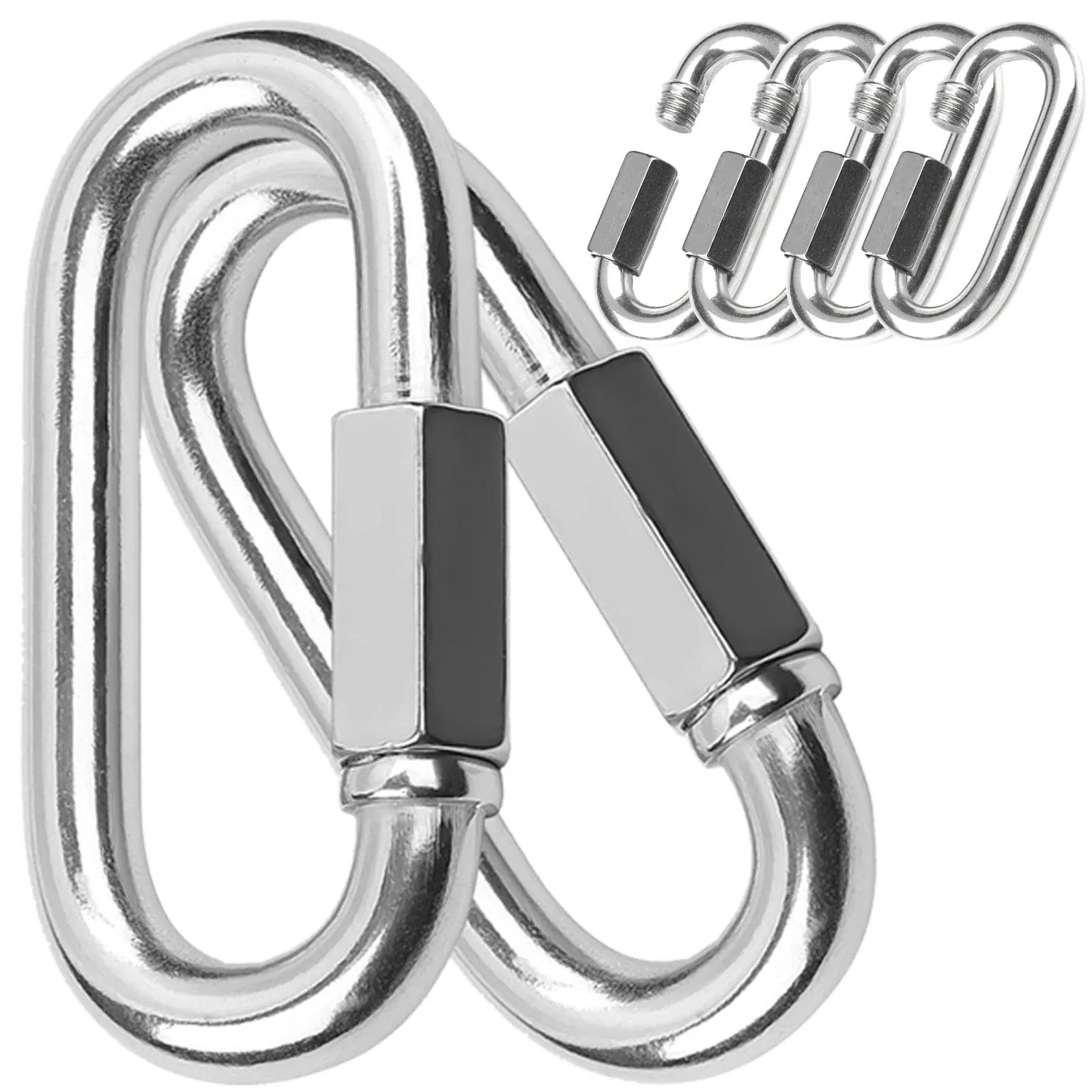 6PCS Heavy Duty 1/2-Inch Quick Link, M12 Chain Connector Links for Heavy Uses, D Shape Locking Carabiner Clips with 2500lbs Capacity, Galvanized Thread Quick Link for Swing Set Tow Chains Gym Hammock