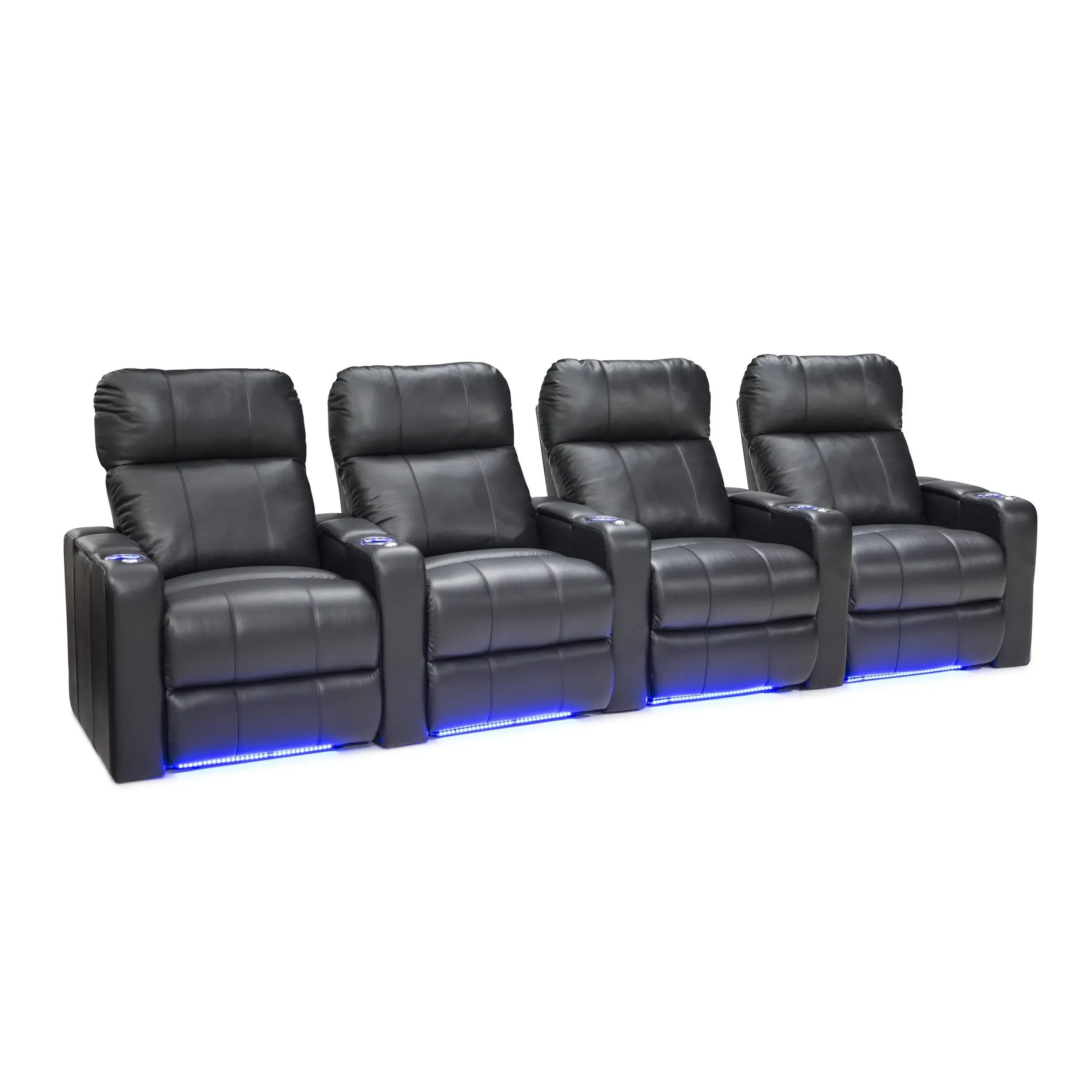 Seatcraft Monterey Home Theater Seating Row of 4 Black Leather