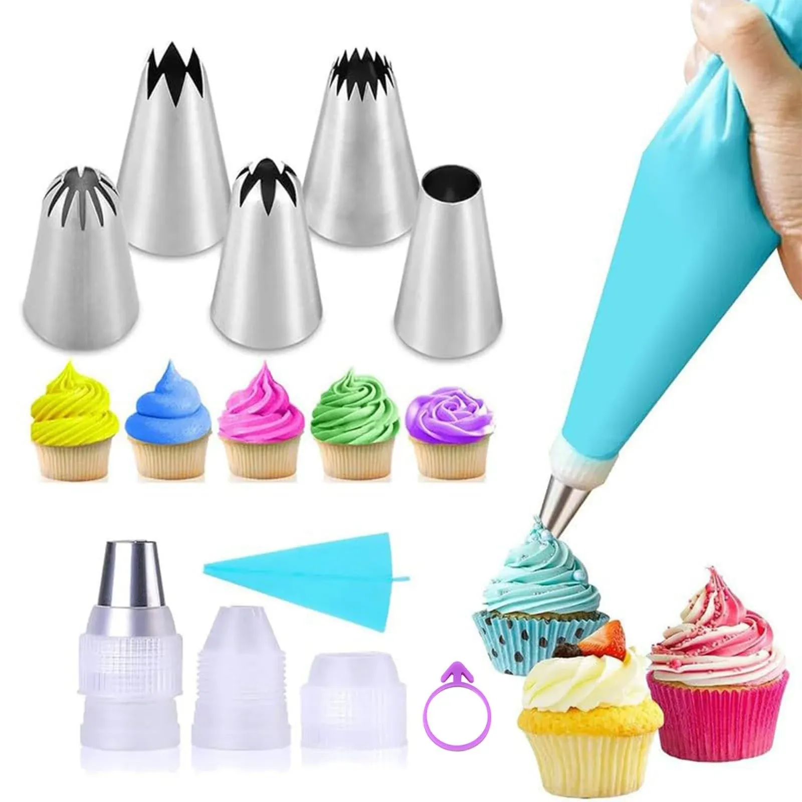 Large Piping Tip Set 8Pcs Piping Bags and Tips Set Cake Decorating Supplies K...