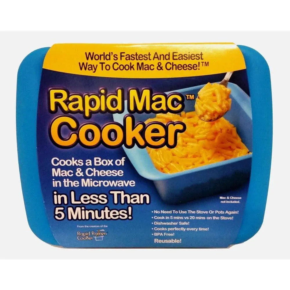 Rapid Mac Cooker | Microwave Macaroni & Cheese in 5 Minutes | Perfect for Dorm, Small Kitchen or Office | Dishwasher-Safe, Microwaveable, BPA-Free (Blue, 1-Pack)