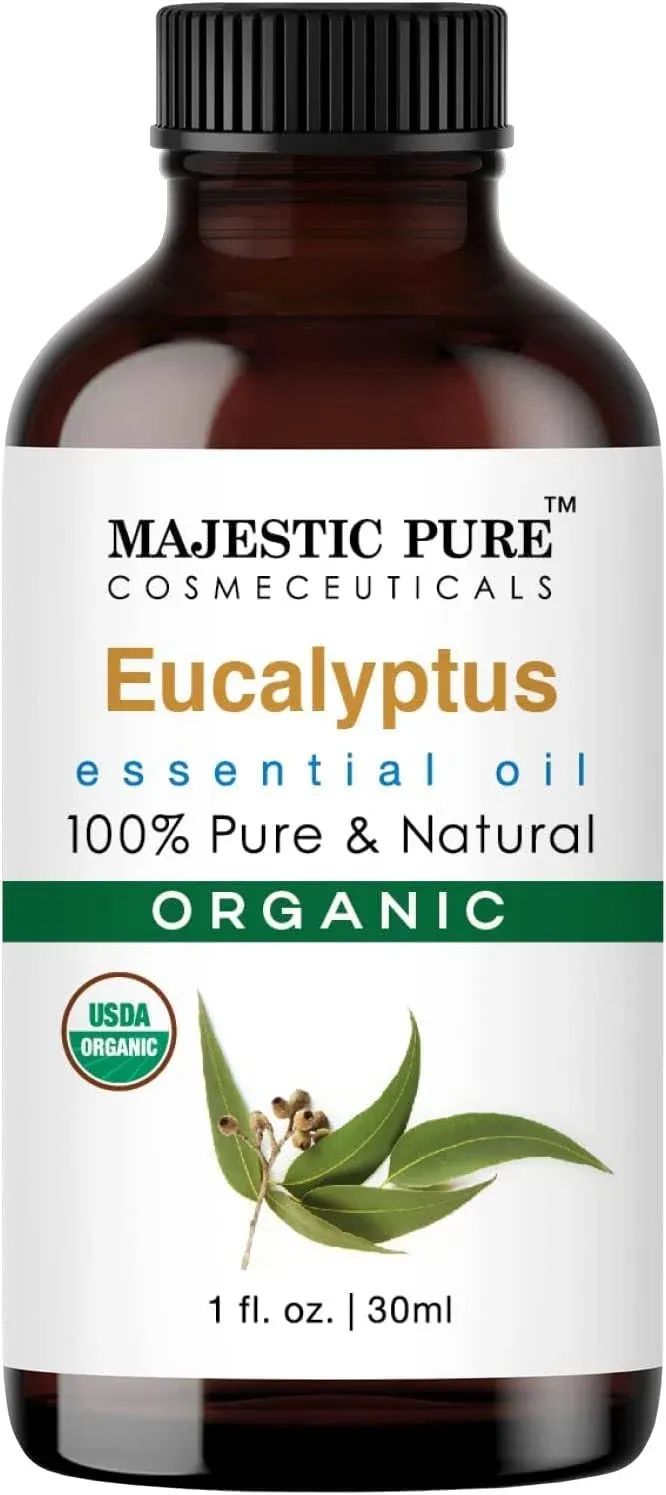 Majestic Pure Eucalyptus USDA Organic Essential Oil | 100% Organic and Premium Quality Oils | Aromatherapy, Skincare, Ha