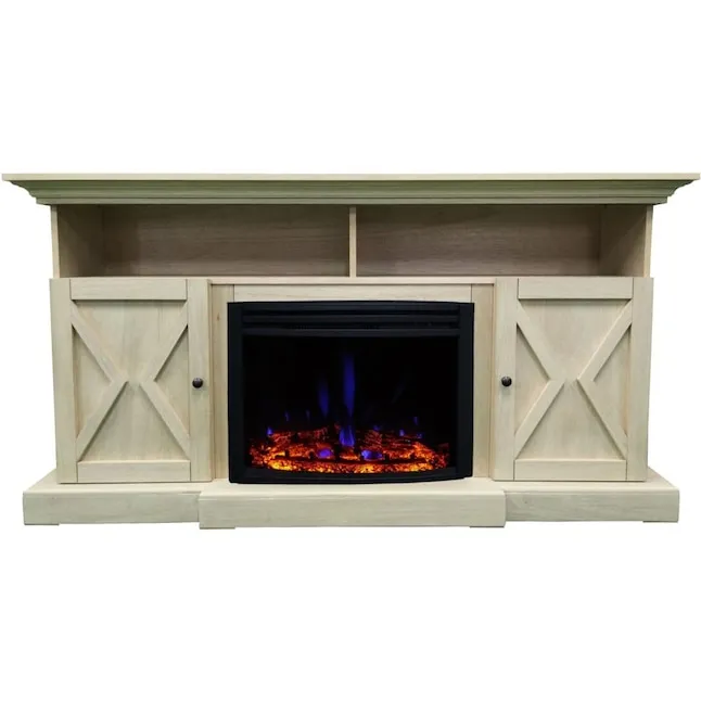 Cambridge 62.2-in W Sandstone TV Stand with Fan-forced Flat Wall Electric Fireplace with Remote Control Included Lowes.com