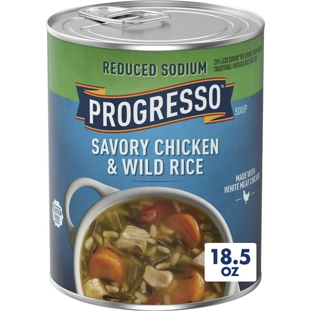 Progresso Reduced Sodium, Savory Chicken & Wild Rice Soup, 19 oz. (Pack of 12)