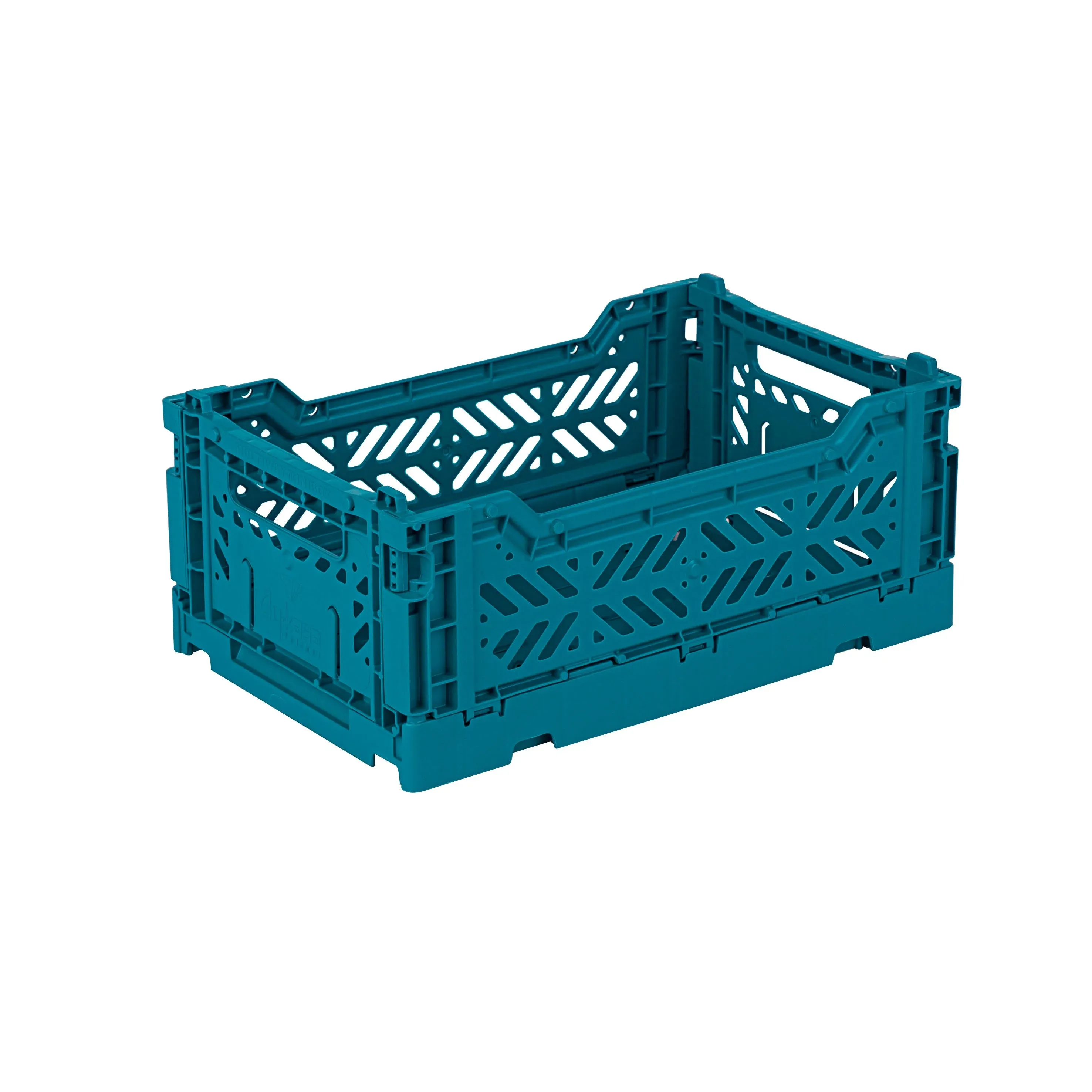 Aykasa Collapsible Storage Bins, Plastic Crate for Storage, Collapsible Crate, Utility Stackable Box, Collapsible storage box, Milk crate Collapsible storage (Small, Peacock green)