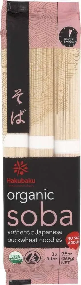 Hakubaku Organic Soba Japanese Buckwheat Noodles - 9.5 oz bag