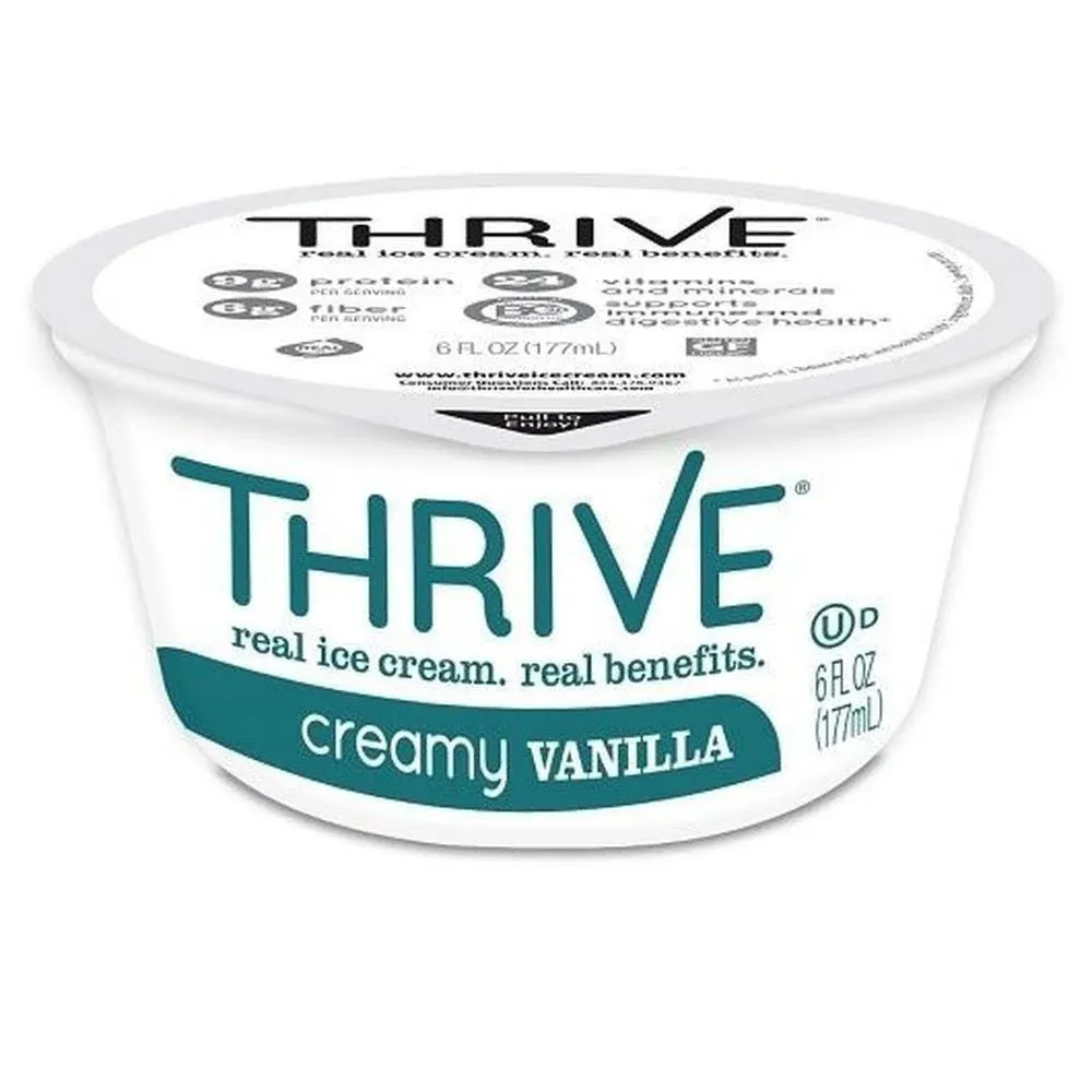 Thrive Frozen Nutrition Creamy Vanilla Ice Cream, 6 Fluid Ounce Cup -- 24 per case