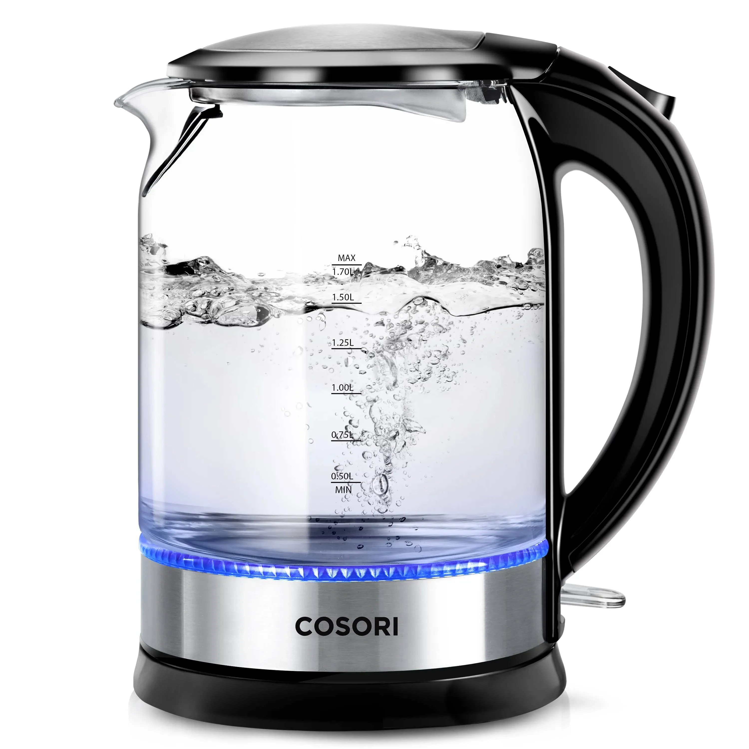 COSORI Speed-Boil Electric Kettle, 1.7L Water Boiler (BPA Free) 1500W Auto Shut-Off&Boil-Dry Protection, LED Indicator Inner Lid & Bottom, Black