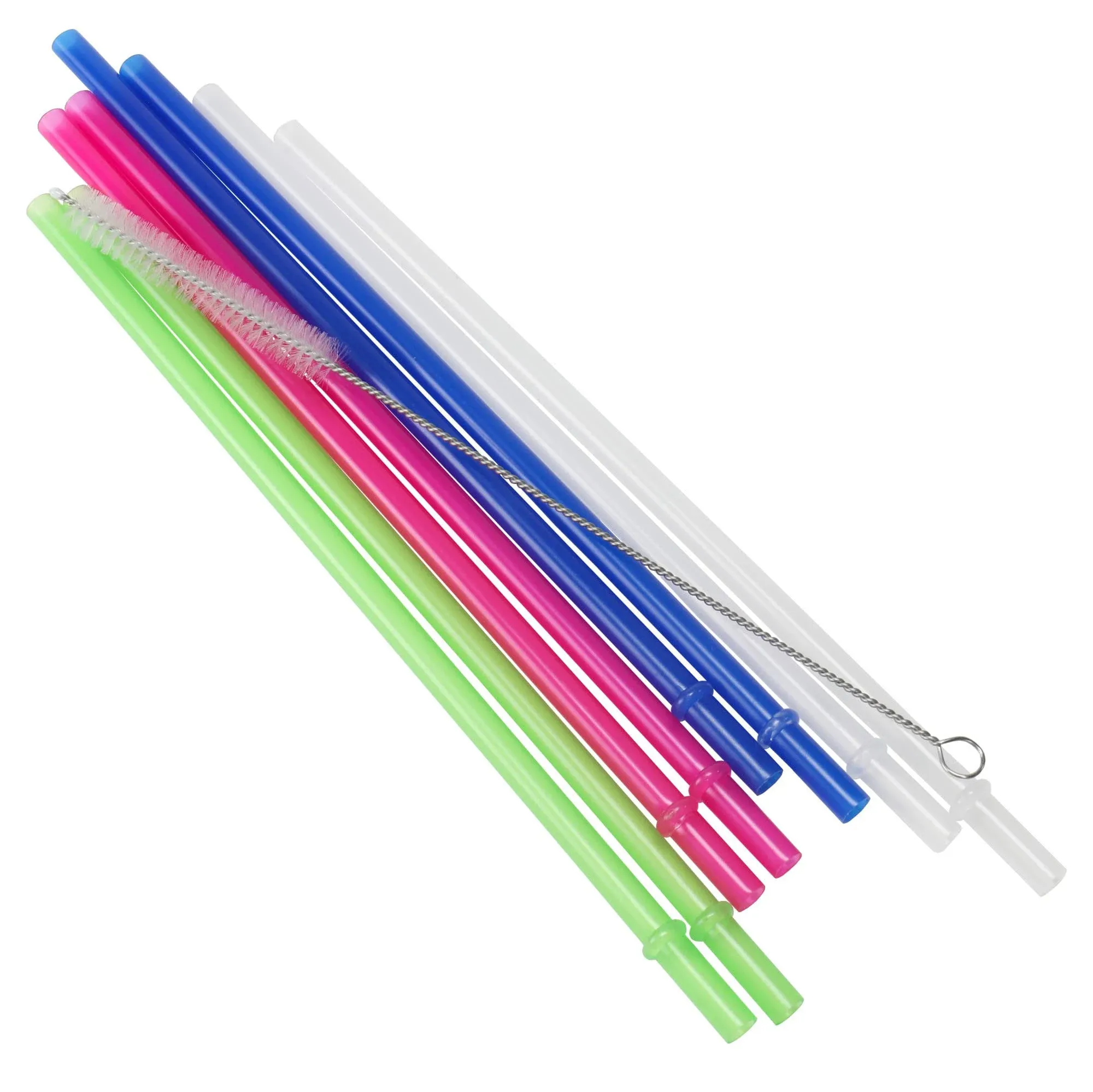 Chef Craft Reusable Hard Plastic Straw Set with Brush