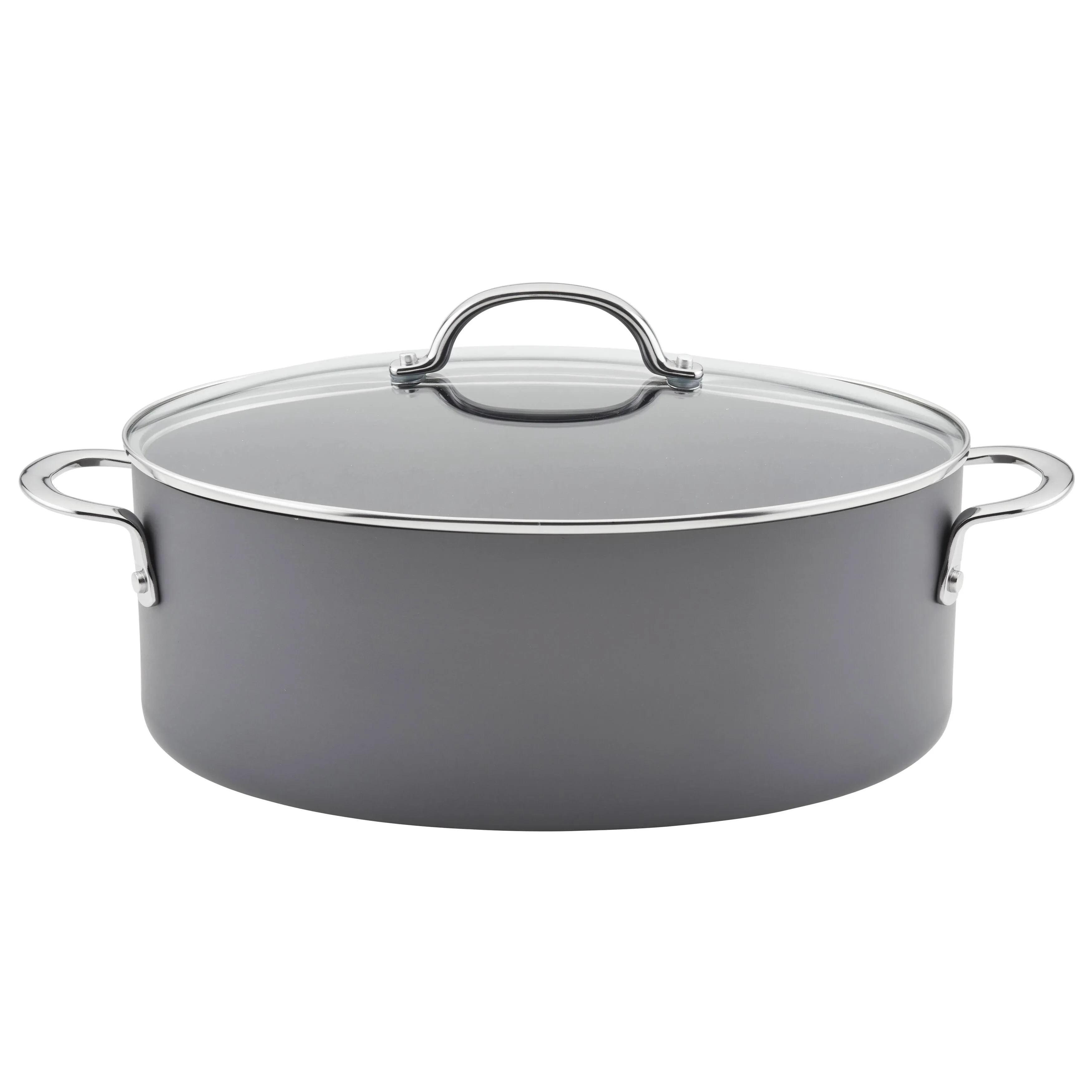 Rachael Ray 8qt Hard Anodized Nonstick Oval Pasta Pot and Braiser Gray