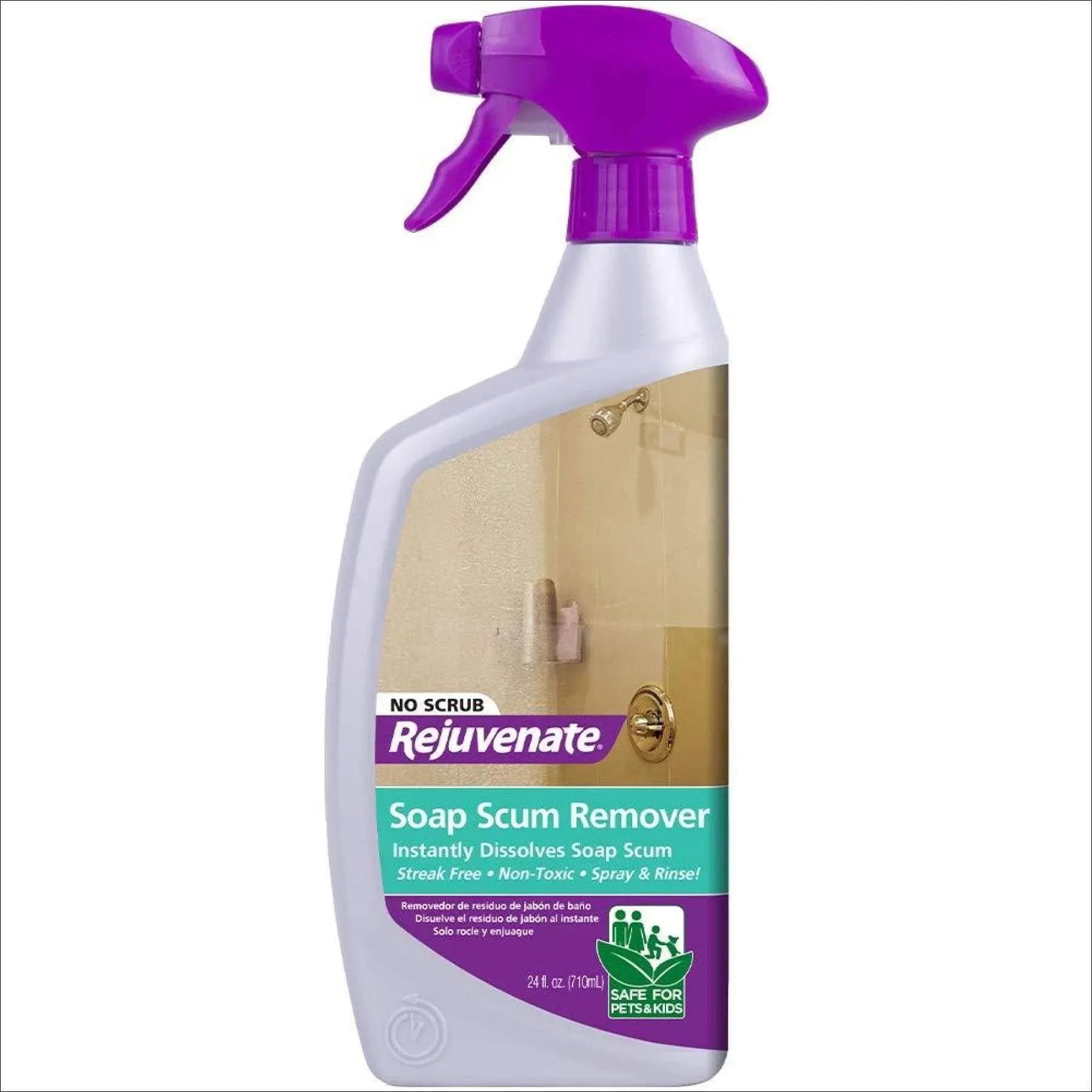 Rejuvenate Scrub Free Soap Scum Remover Shower Glass Door Cleaner Works on Ceramic Tile, Chrome, Plastic and More (2 Bottles x 24oz)