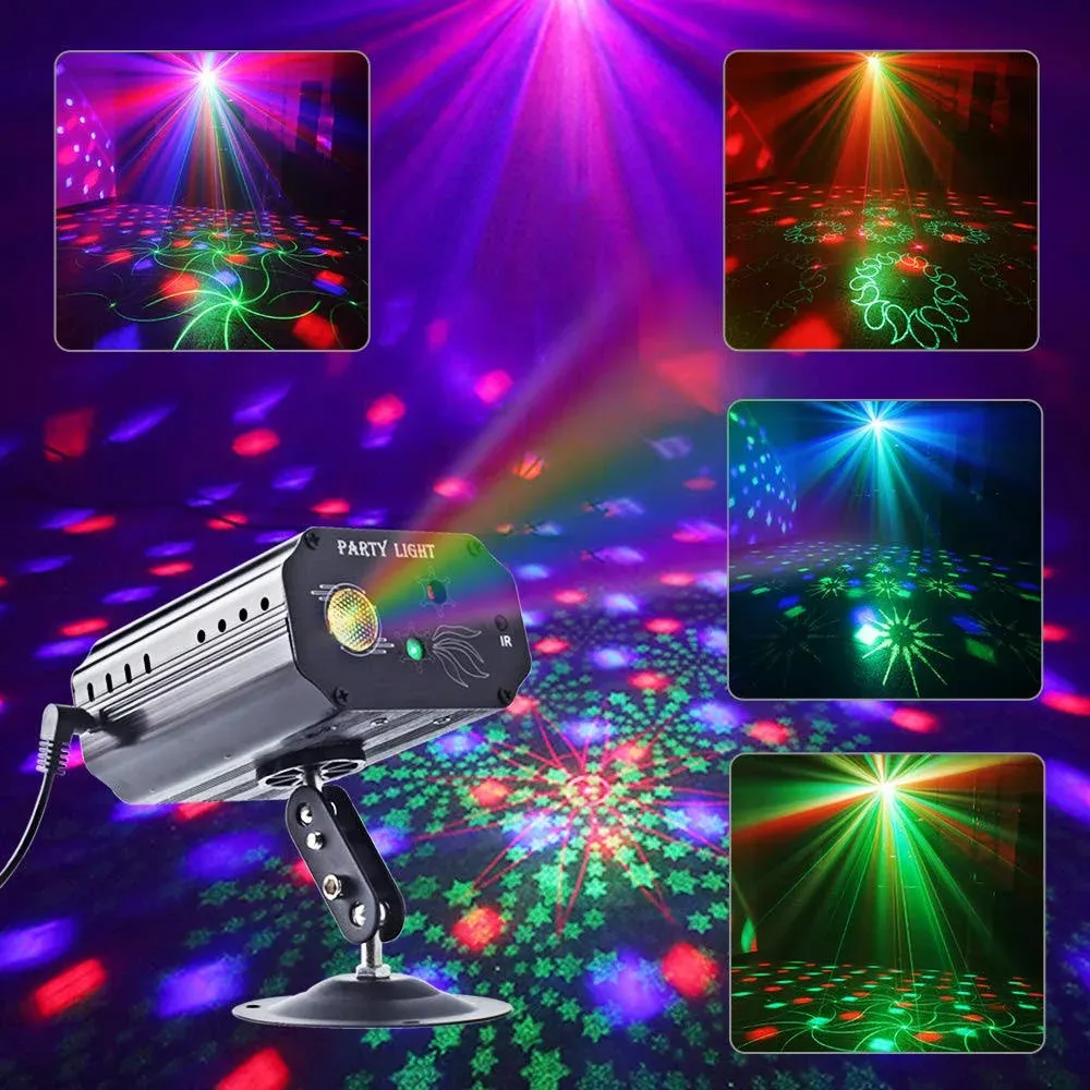 CHINLY Party Lights, RGB 3 Lens DJ Disco Stage Laser Light Sound Activated LED ...