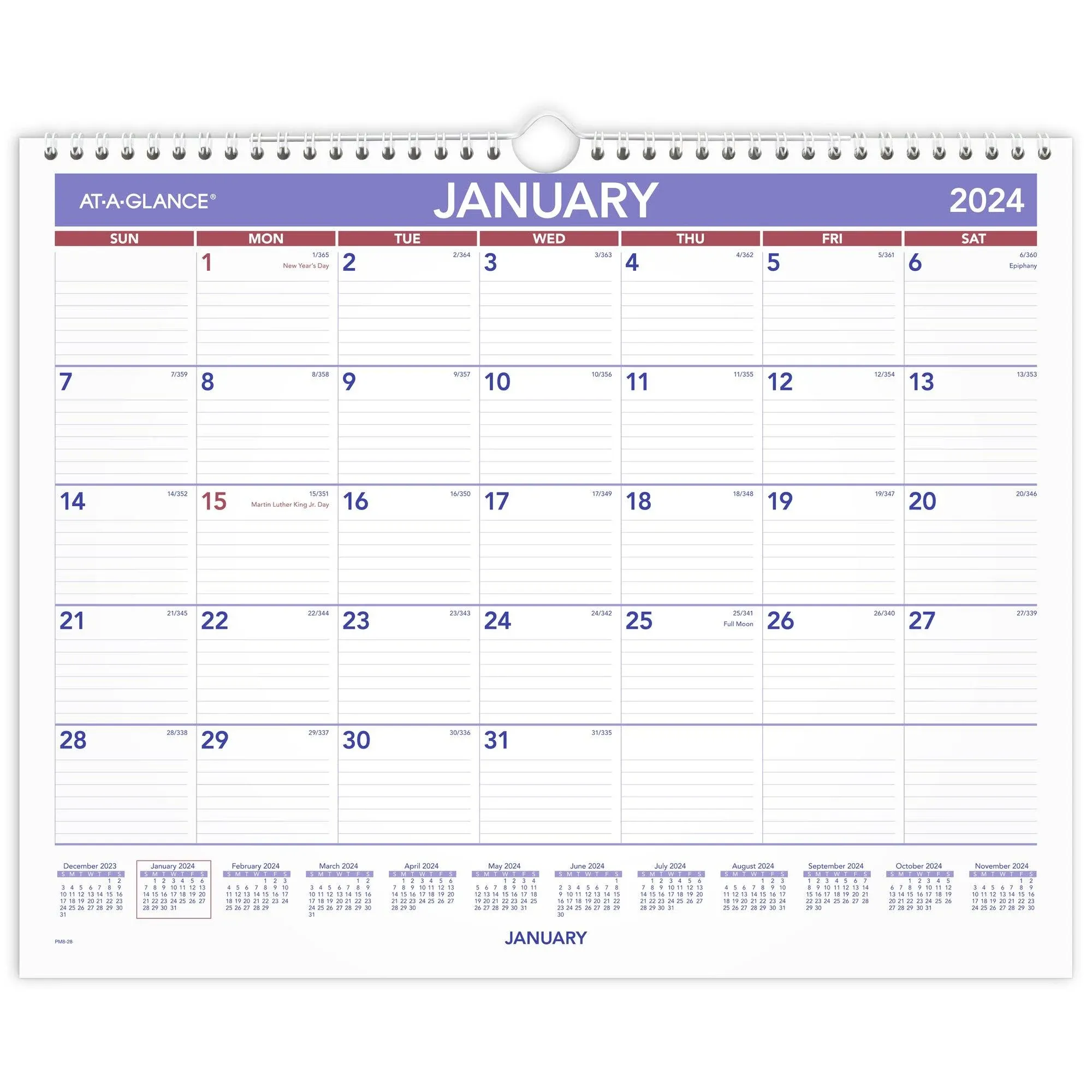 At-a-glance Academic 2024-2025 Monthly Wall Calendar Medium 12 x 17 - Academic