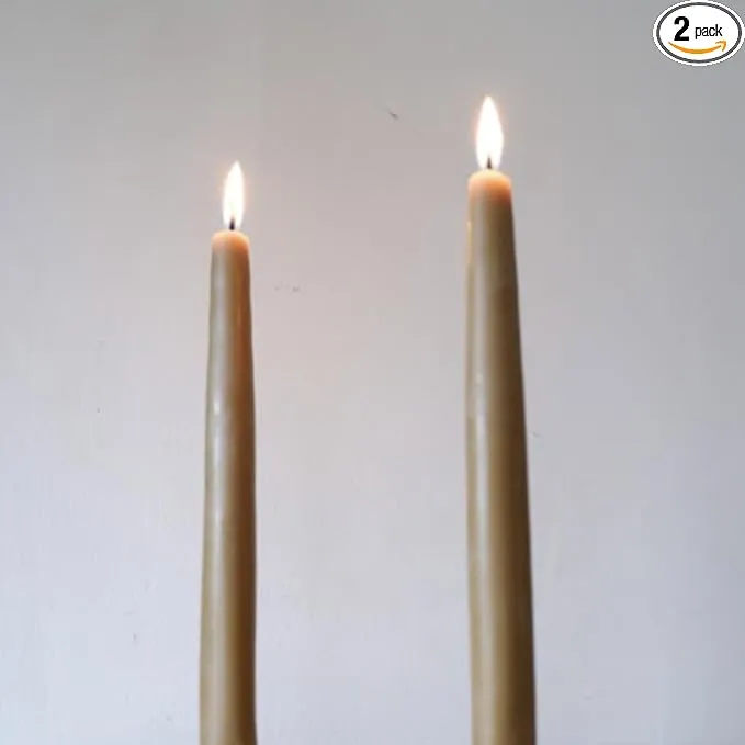 Candlestock Real Bayberry Taper Candle Pair 8 inch - Pure Bayberry and Pure Beeswax Blend - Dripless Taper Candle Pair - Bayberry Candles