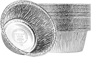 PLASTICPRO 4.5'' Inch Round Tin Foil Pans Disposable Aluminum, Freezer & Oven Safe Pack of 20