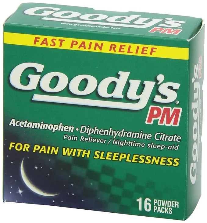 Goody's PM for Pain with Sleeplessness Nighttime Powder, 16 Powder Sticks