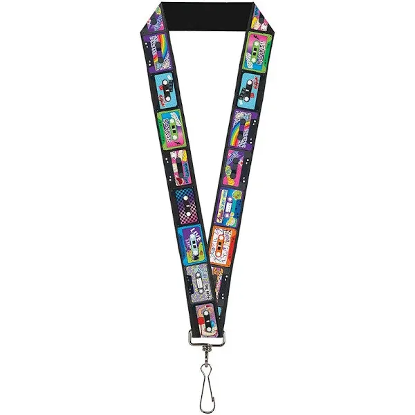 Lanyard - 1.0" - Nick 90\'s Rewind 13-Mash Up Cassette Tapes Black