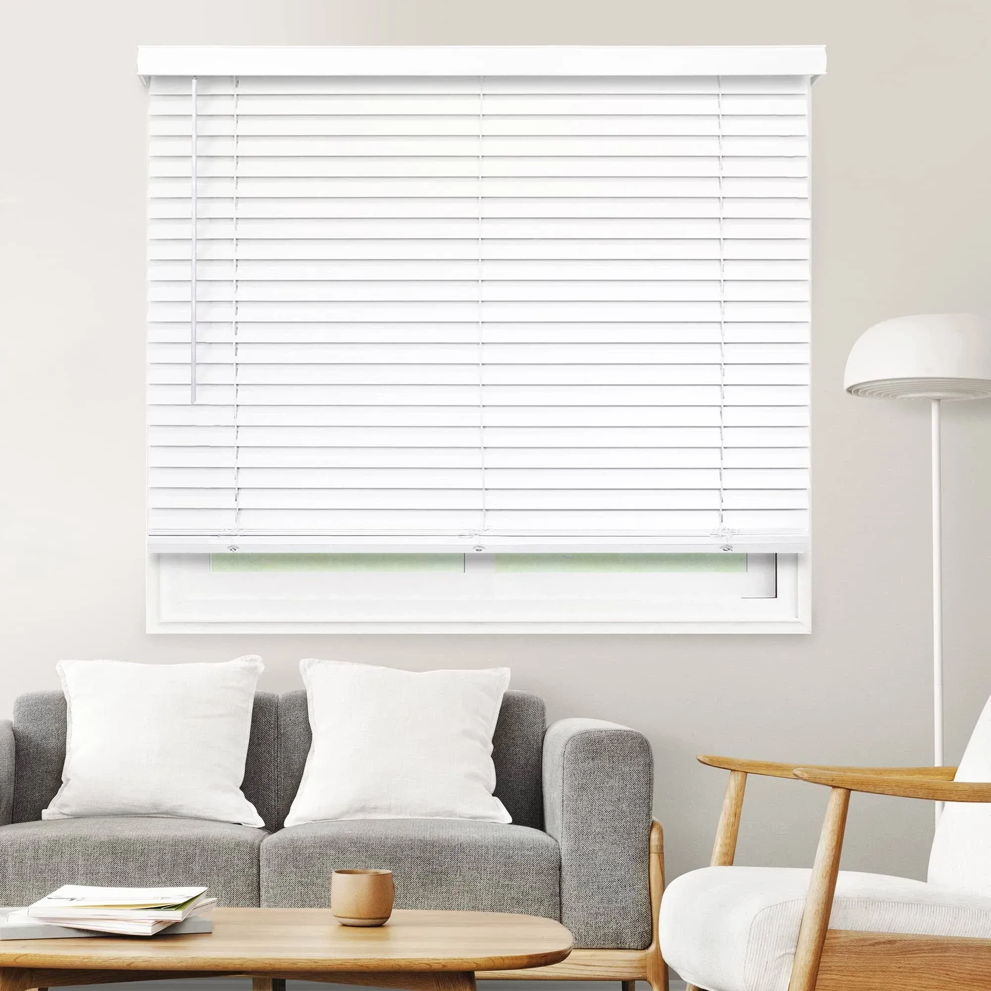 Chicology Basic White Cordless Faux Wood Blinds - 16"W x 60"H