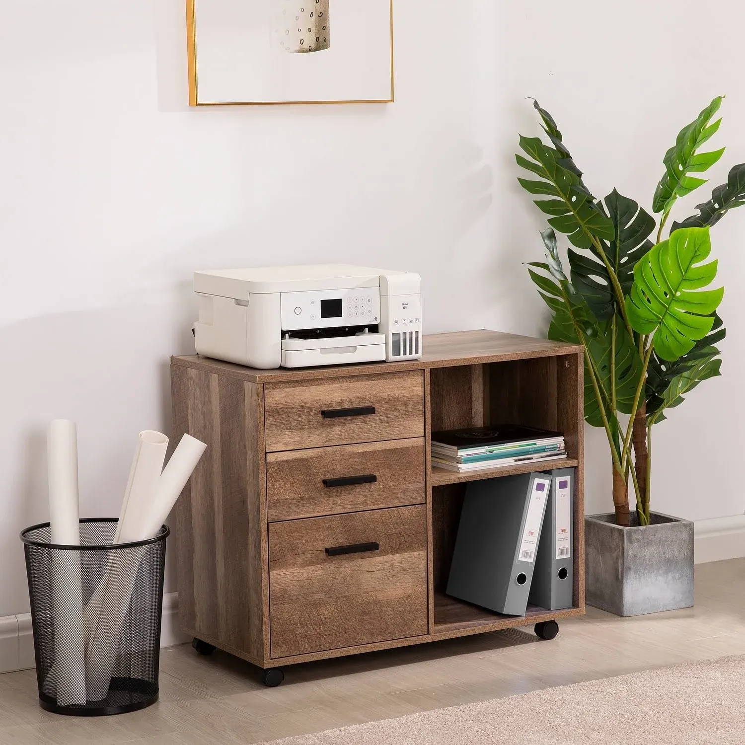 Naomi Home Parker Rolling Office Cabinet - Finish: Walnut