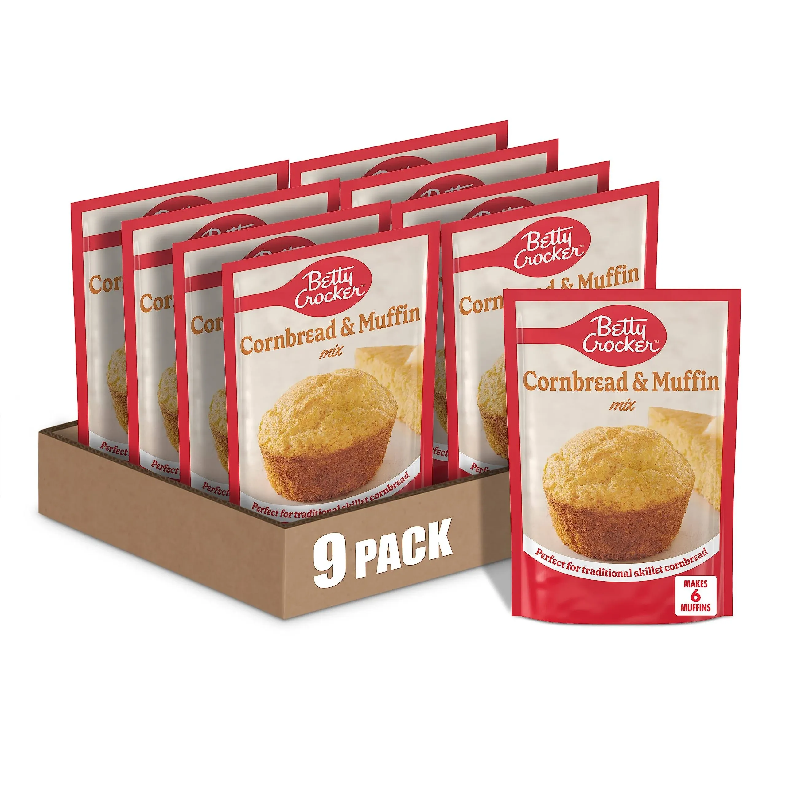 Betty Crocker Cornbread and Muffin Baking Mix, 6.5 oz. Pack of 9