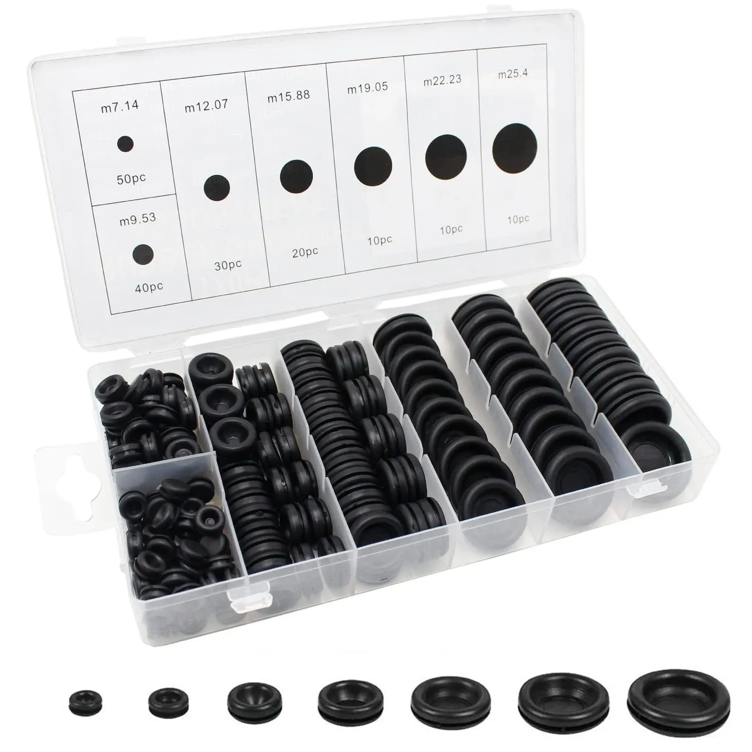 EASYEAH 170 PCS Rubber Grommet Firewall Hole Plug Set Electrical Wire Gasket Kit, Rubber Grommets for Wiring Assortment Kit of Drill Hole 1/4" 3/8" 1/2" 5/8" 3/4" 7/8" 1"