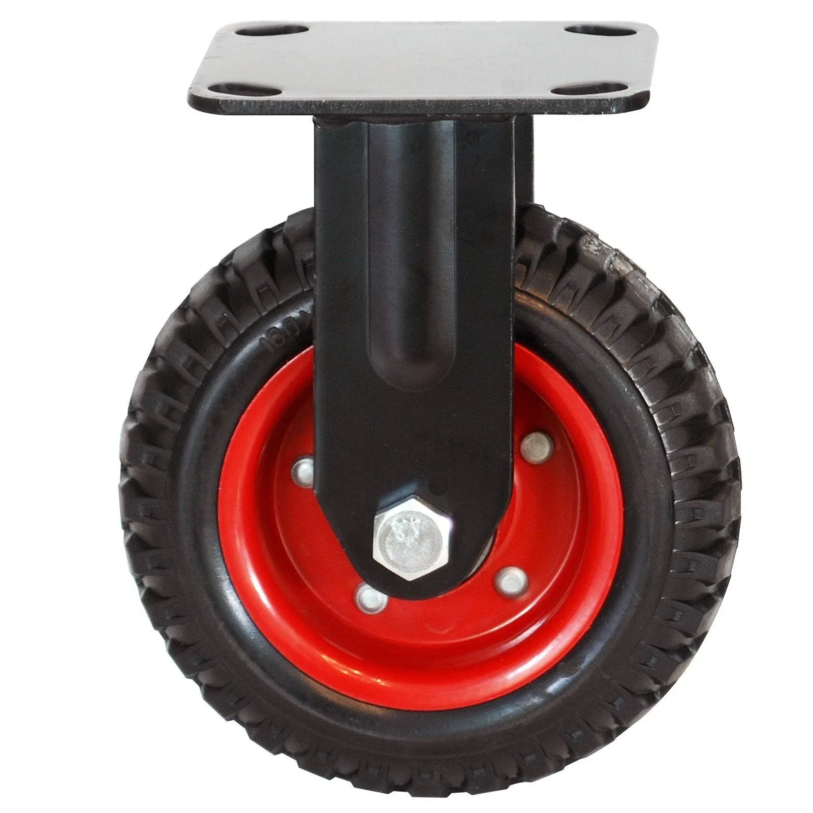 8 Inch Caster Wheels, Heavy Duty Fixed Plate Casters with Rubber Knobby Tread fo