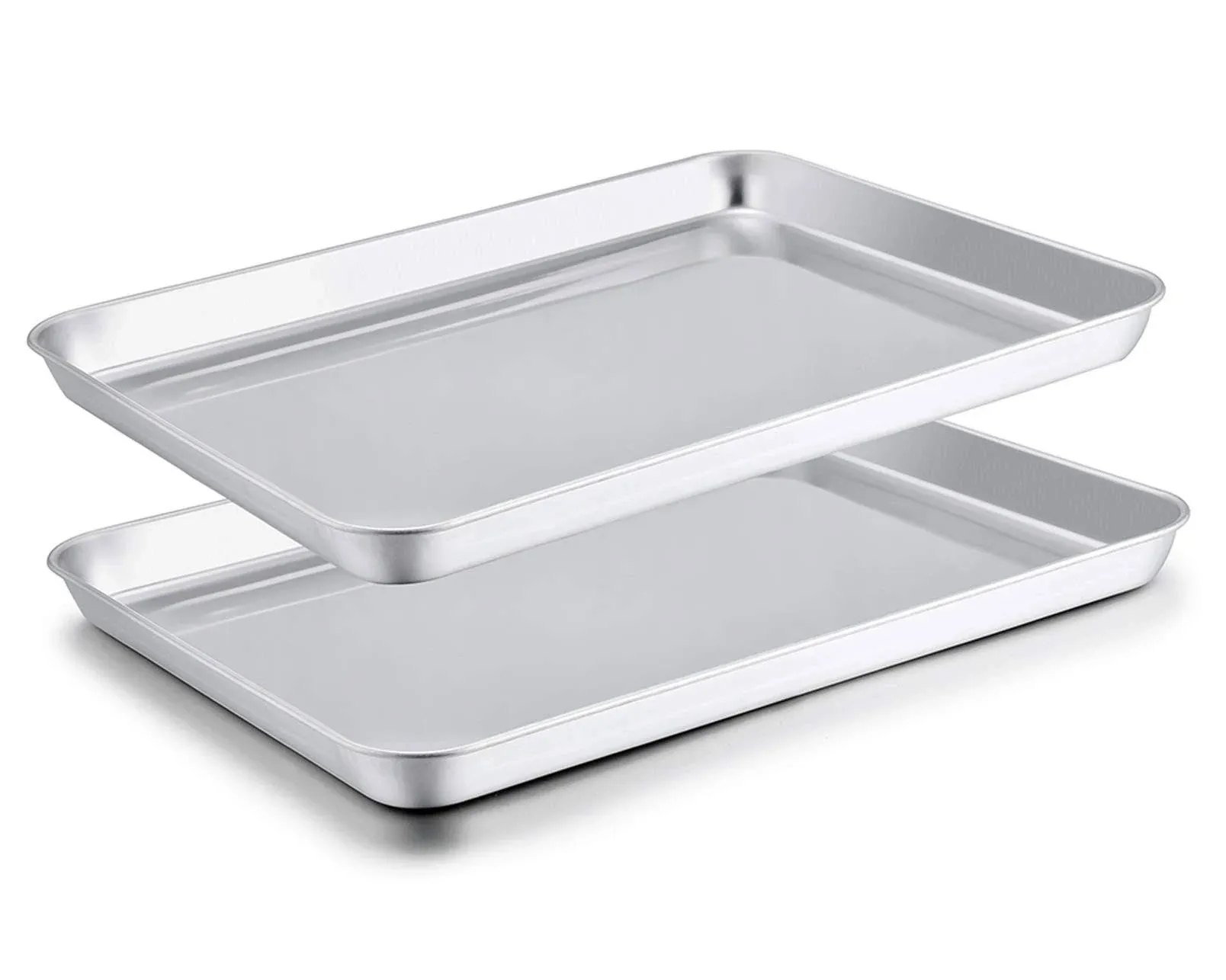 TeamFar Baking Sheet Set of 2, Baking Pans Tray Cookie Sheet Stainless Steel, Non Toxic & Healthy, Mirror Finish & Rust Free, Easy Clean & Dishwasher Safe