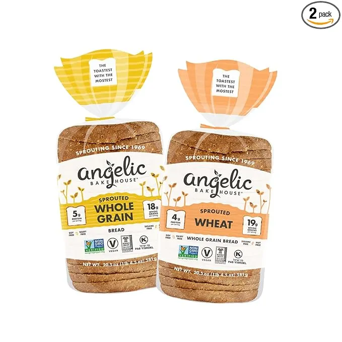 Angelic Bakehouse Sprouted Whole Grain Bread & Wheat Bread Variety 2-Pack 205-Oz ...