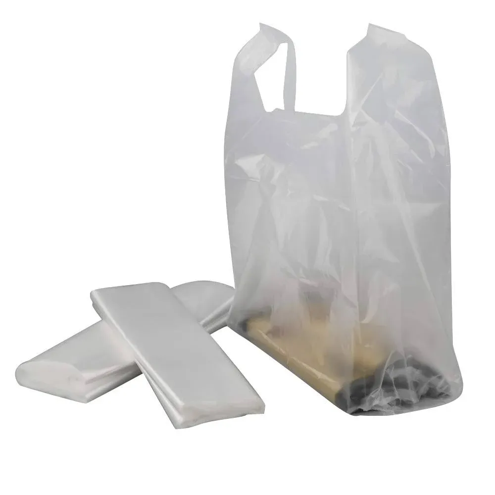 Handled T-Shirt Bag, Plastic Multi-Use Carryout Shopping Bags (320 Counts, Clear)