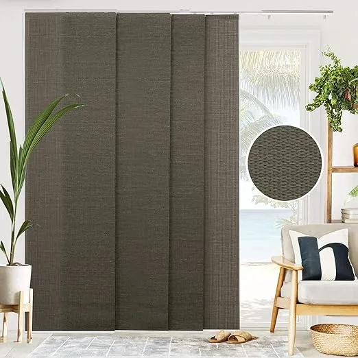 Chicology Woven Adjustable Sliding Panel Track Blind, Size: Up to 86 inchw x 96 inchh, Gray