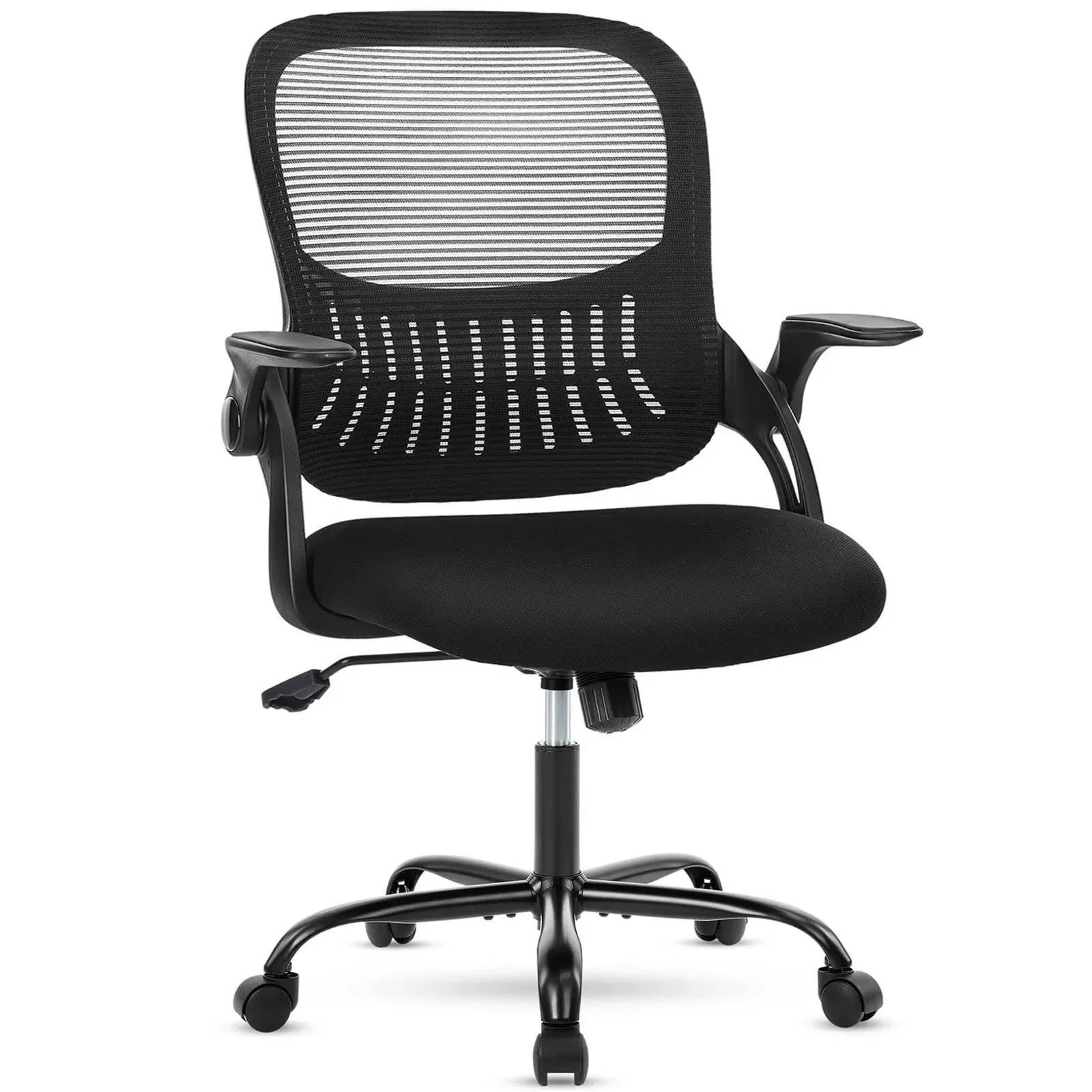 Ergonomic Mesh Office Chair with Flip-Up Arms - Computer Task Chair with Wheels and Lumbar Support