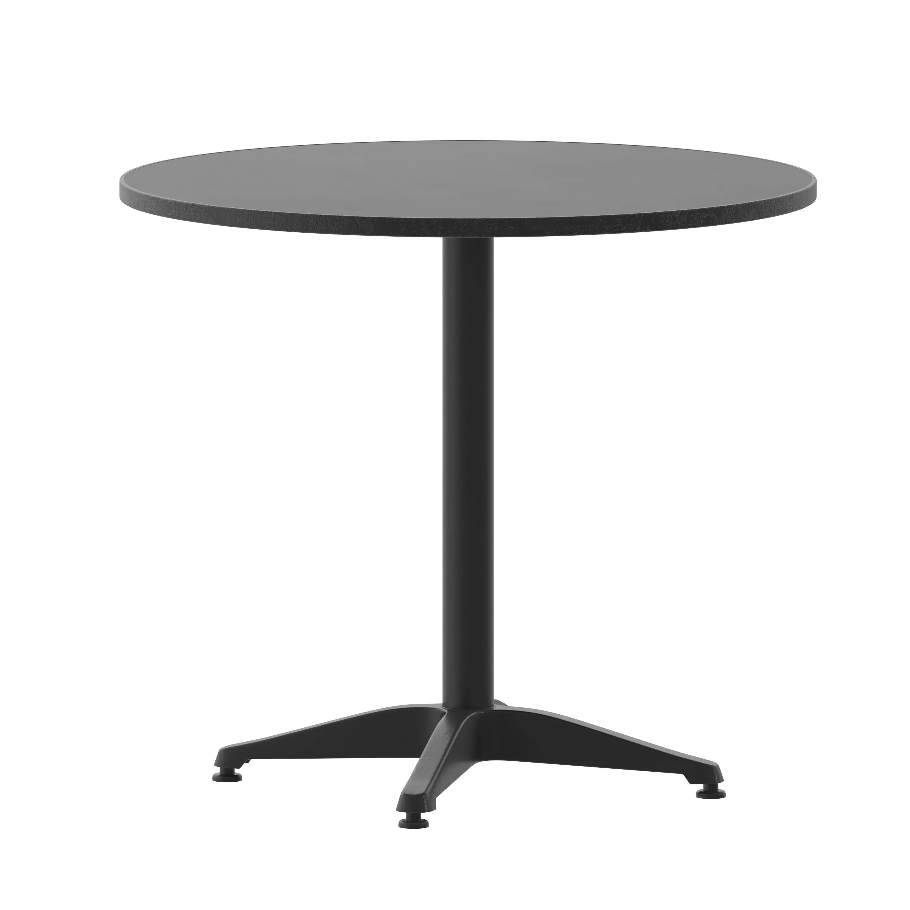 Flash Furniture 31.5 in. Mellie Black Round Metal Indoor-Outdoor Table with Base