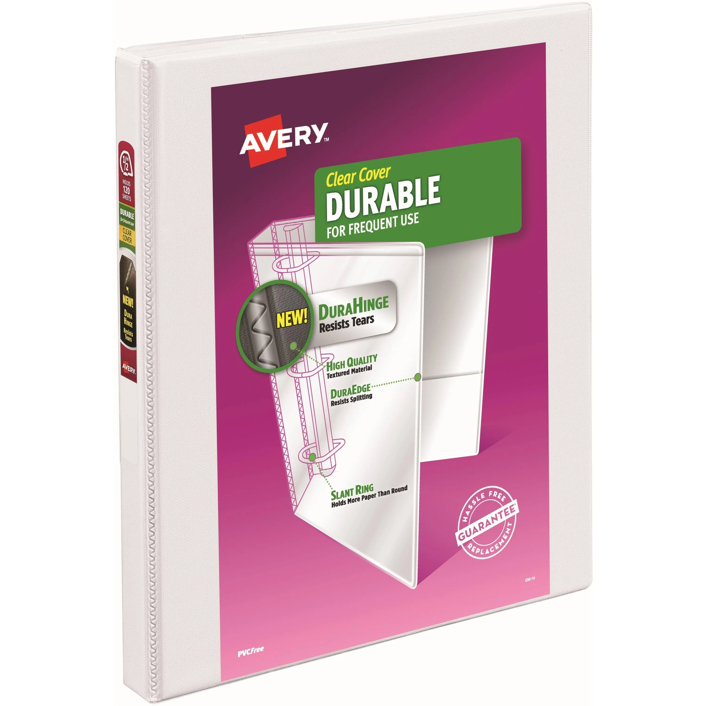 Avery Durable View 3 Ring Binder 1/2 inch Slant Rings 1 White Binder (17002)