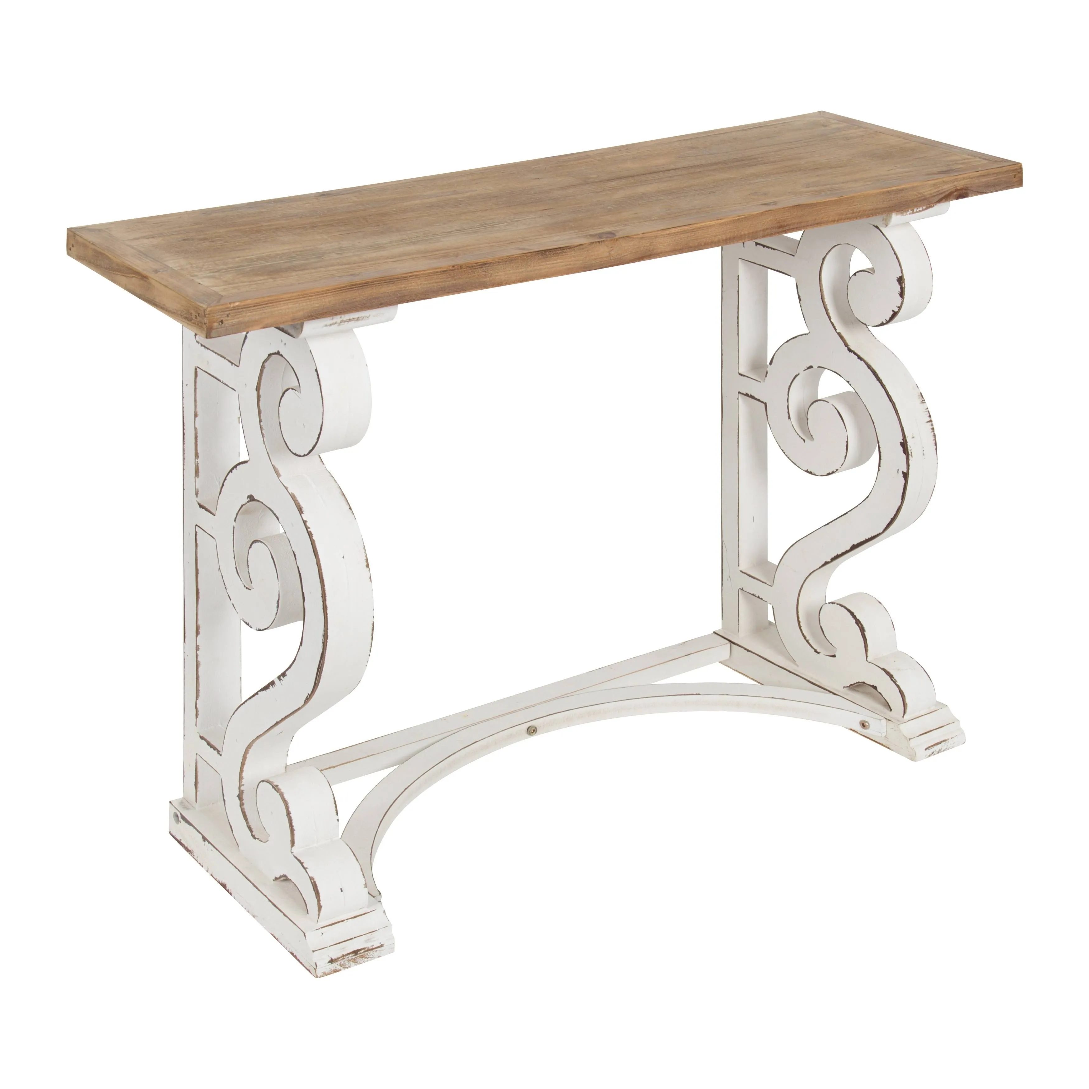 Kate and Laurel Wyldwood Country French Solid Wood Console Table (Rustic White)