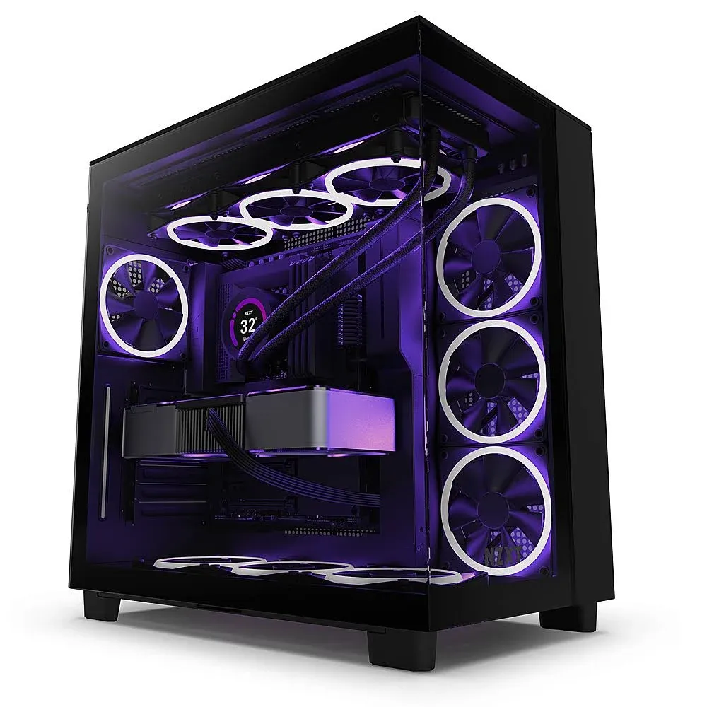 NZXT H9 Flow Dual-Chamber ATX Mid-Tower PC Gaming Case – High-Airflow Perforated Top Panel – Tempered Glass Front & Side Panels – 360mm Radiator Support – Cable Management – Black